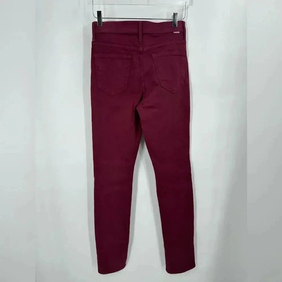Mother The Rascal Sliced Up Heel Jeans In Burgundy Size 23 B1084 - Picture 5 of 8